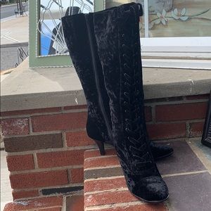 Velvet lace up boots